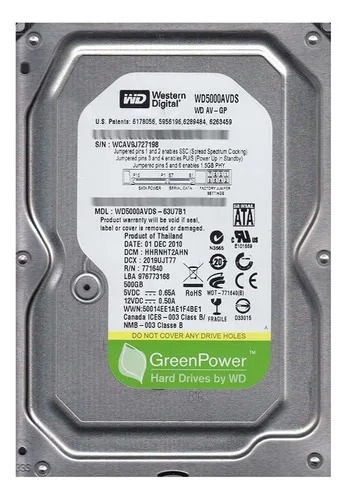 HD 500GB WESTERN DIGITAL GREEN