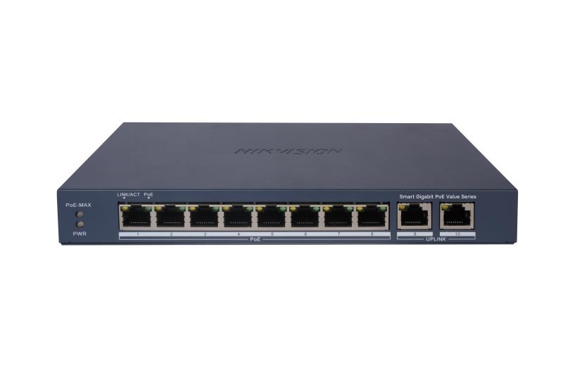 SWITCH POE GIGA 08 PORTAS HIKVISION DS-3E1510P-EI/M (8P + 2P UPLINK)