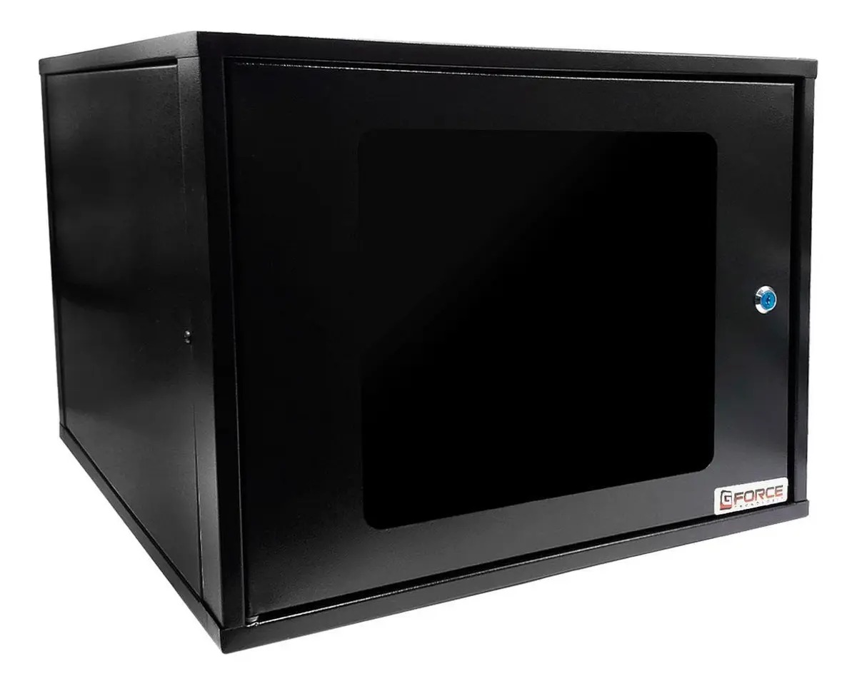 MINI RACK 8U GFORCE COM VISOR ACRILICO PRETO A:382 X L:500 X P:350