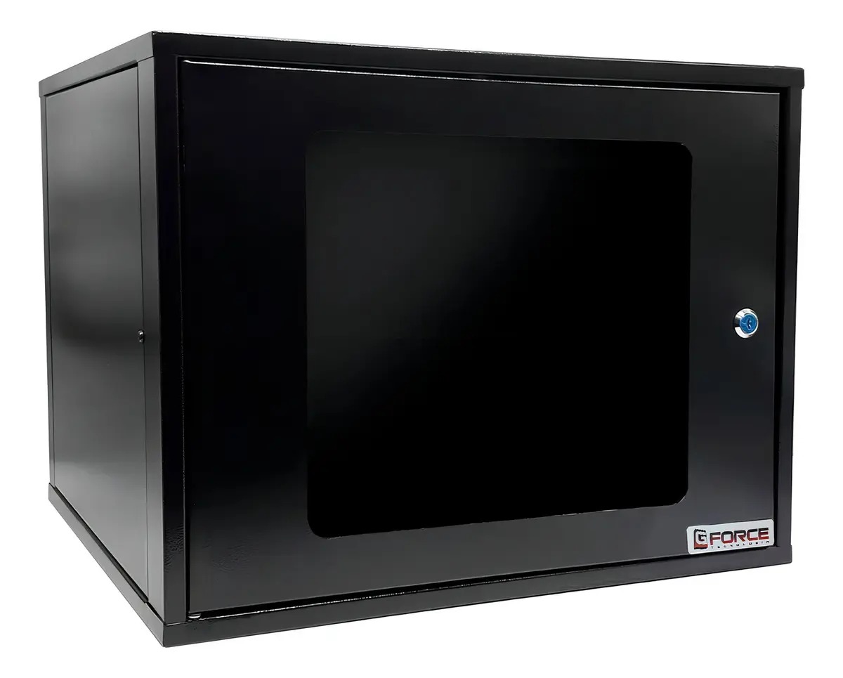 RACK 8U X 470MM GFORCE COM VISOR ACRILICO PRETO A:382 X L:500 X P:470
