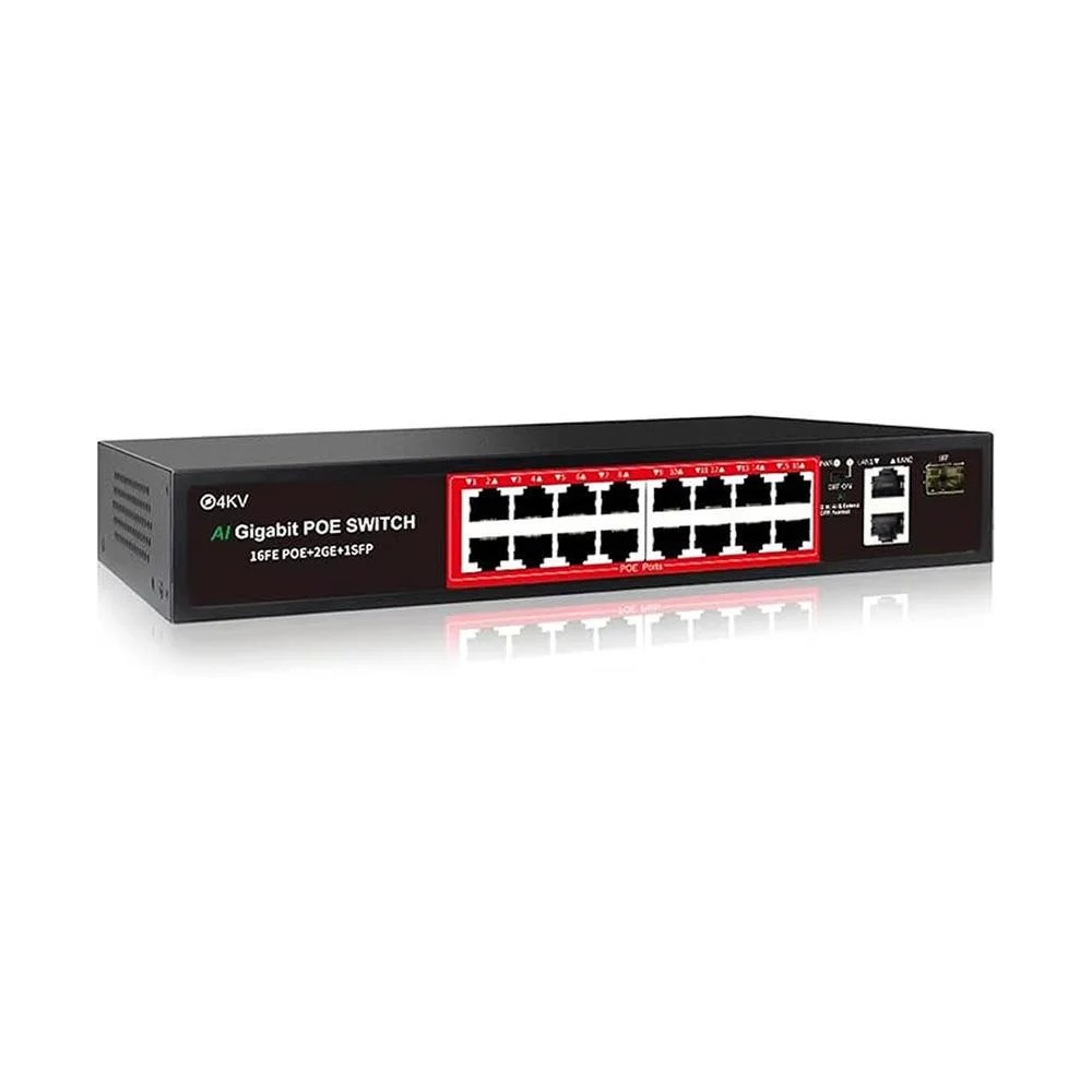 SWITCH POE OTECH HOE30516P 18 PORTAS (16 POE + 2 UPLINK)