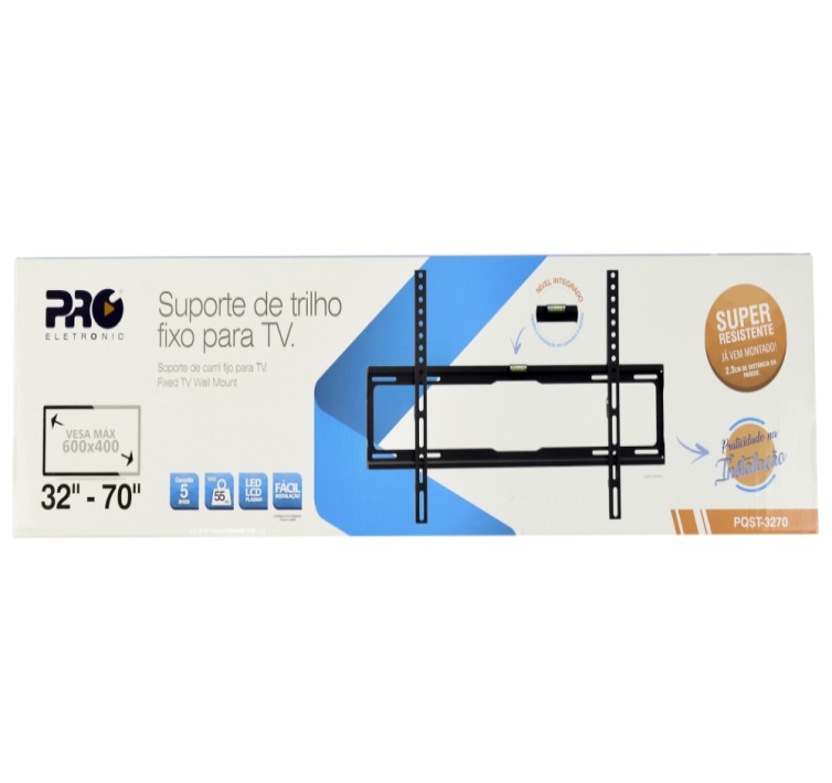 SUPORTE PARA TV TRILHO FIXO PRO ELETRONIC PQST-3270 - 32/70"