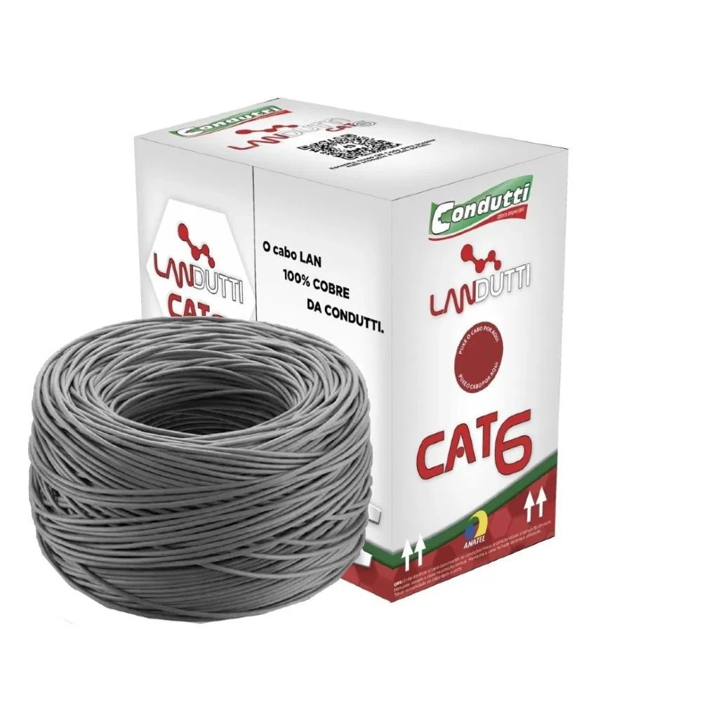 CABO DE REDE CAT6 CONDUTTI CX305M CINZA 100% COBRE